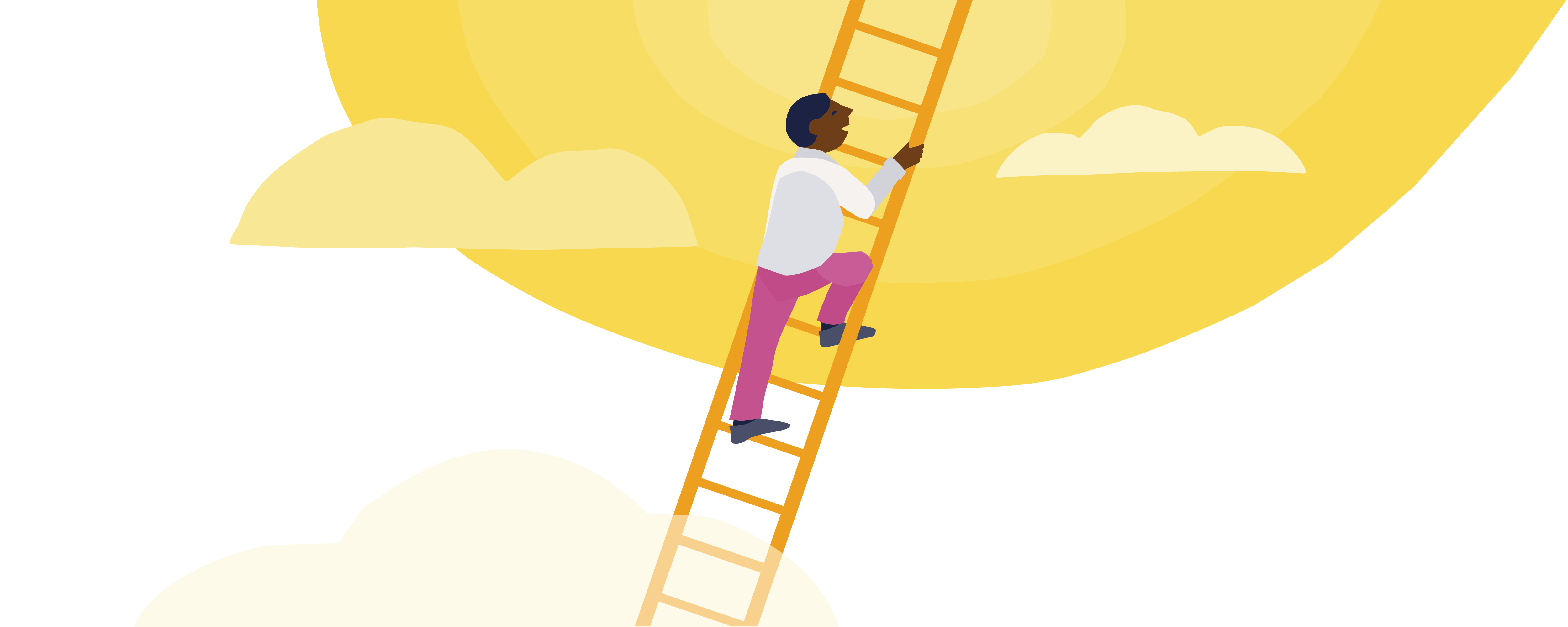 person climbing up ladder
