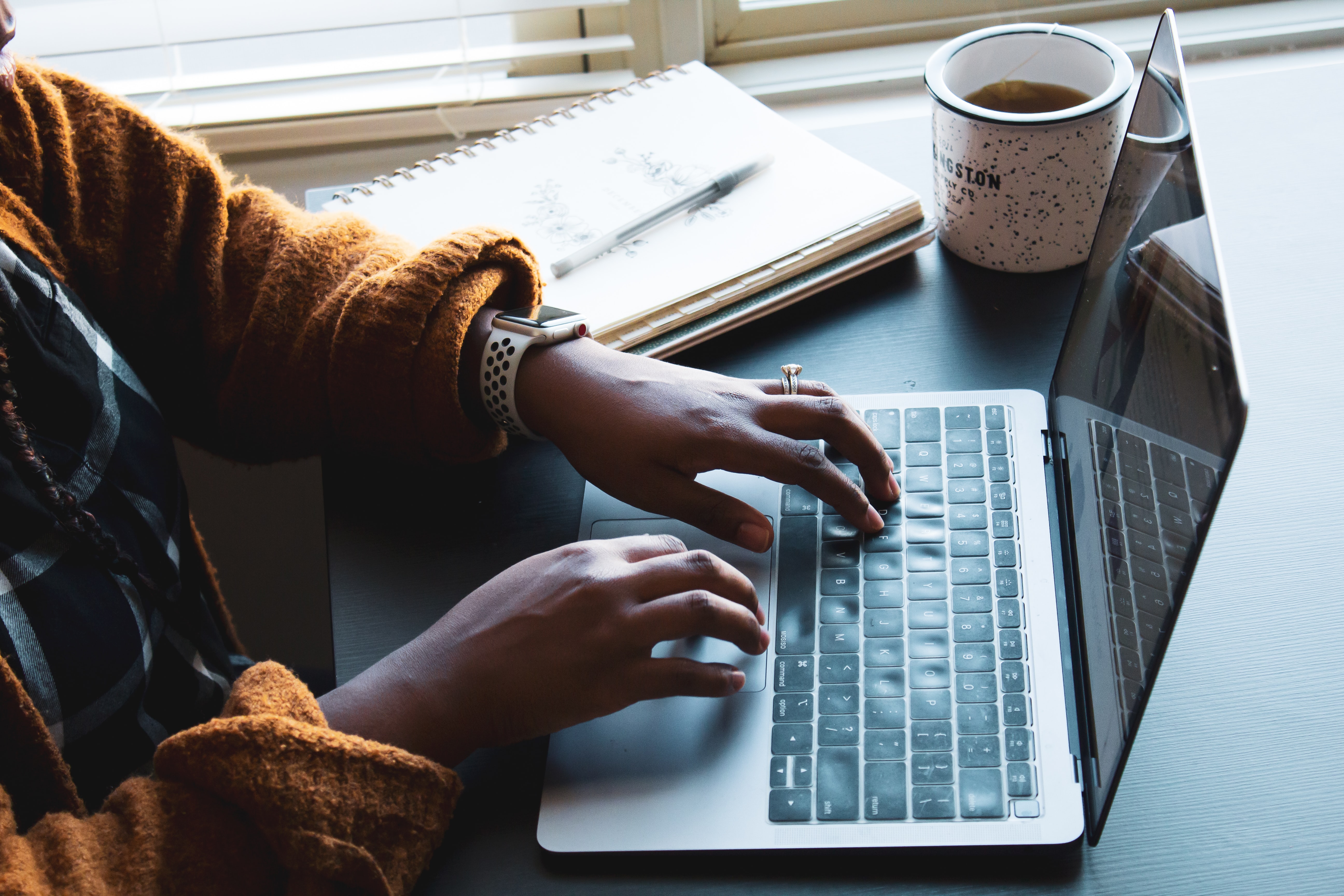 person using e-Portfolio