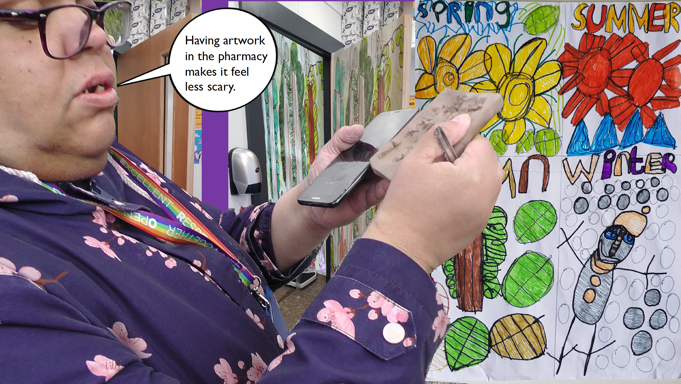 Samantha shares advice on how to make pharmacies more inclusive and develops artwork for the space.